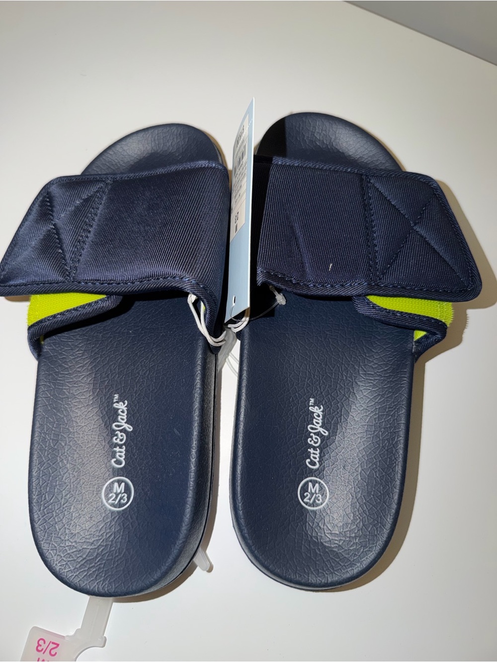 Cat & Jack Navy Slides with Lime Accents